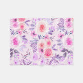 Couverture Polaire Fleurs d'aquarelle et feuilles 3 (Devant (Horizontal))