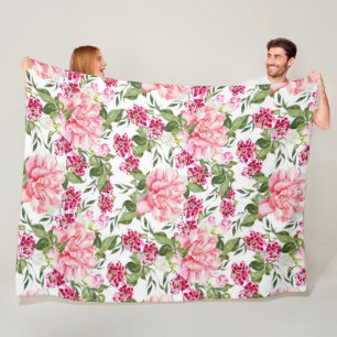 Couverture Polaire Fleurs d'aquarelle florale Orchidées de pivoines R