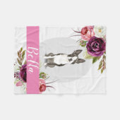 Couverture Polaire Fleurs d'aquarelle rose Boston Terrier (Devant (Horizontal))
