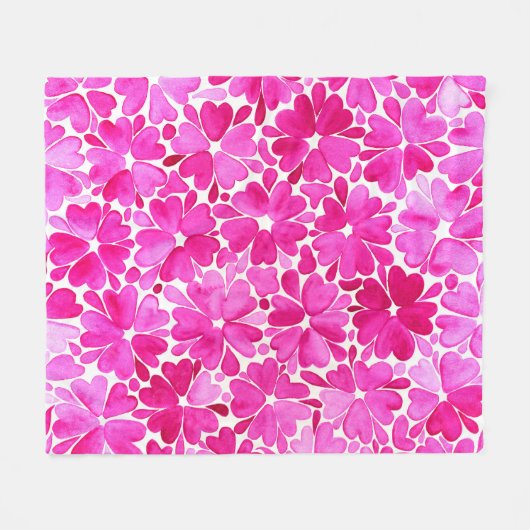 Couverture Polaire Fleurs d'aquarelle rose délicates (Devant (Horizontal))