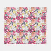 Couverture Polaire Fleurs d'aquarelle rose et rouge. (Devant (Horizontal))