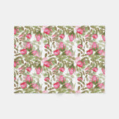 Couverture Polaire Fleurs d'aquarelle rose rose roses romes florales (Devant (Horizontal))