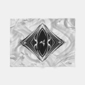 Couverture Polaire Fleurs d'argent ou Abstraites sur Black - Silk Fle (Devant (Horizontal))