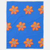 Couverture Polaire Fleurs d'art bleu orange (Devant)