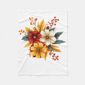 Couverture Polaire Fleurs d'automne - Arrange Floral Rose Blanket Fle