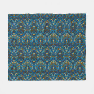 Couverture Polaire Fleurs d'automne Bleu sarcelle Vintage William Mor