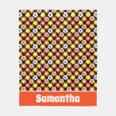 Couverture Polaire Fleurs d'automne rétro Motif Noir (Devant)