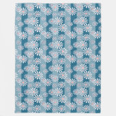 Couverture Polaire Fleurs de camomille blanches sur fond bleu rayé (Devant)
