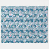 Couverture Polaire Fleurs de camomille blanches sur fond bleu rayé (Devant (Horizontal))