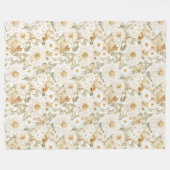 Couverture Polaire Fleurs de campagne blanches or crème (Devant (Horizontal))