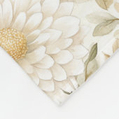 Couverture Polaire Fleurs de campagne blanches or crème (Coin)