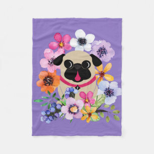 Couverture Polaire Fleurs de carlin de faon au printemps