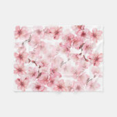 Couverture Polaire Fleurs de cerisier rose blanc (Devant (Horizontal))
