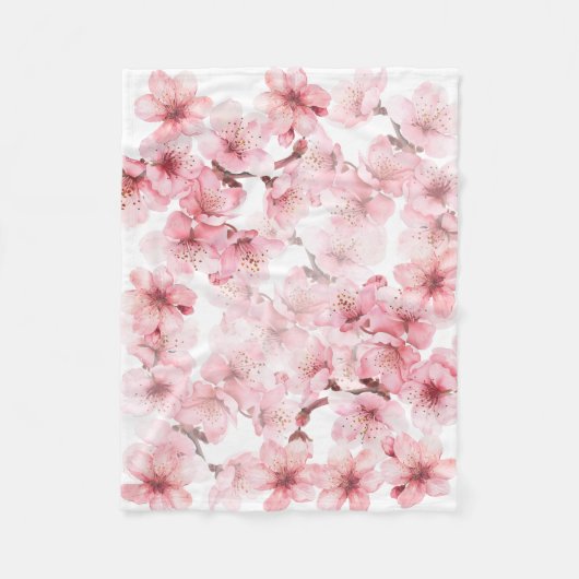 Couverture Polaire Fleurs de cerisier rose blanc (Devant)
