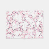 Couverture Polaire Fleurs de cerisier rose blanc (Devant (Horizontal))