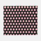 Couverture Polaire Fleurs de cerisiers en noir (Devant (Horizontal))