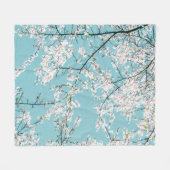 Couverture Polaire Fleurs de cerisiers : tendance florale turquoise (Devant (Horizontal))