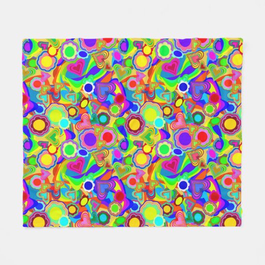 Couverture Polaire Fleurs de Coeurs super (Devant (Horizontal))