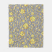 Couverture Polaire Fleurs de cône gris jaune or moderne (Devant)