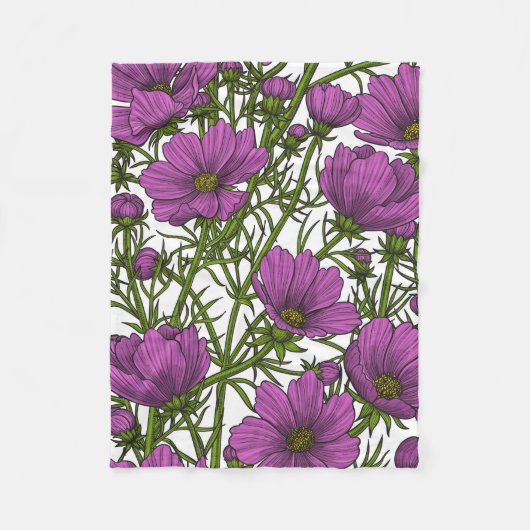 Couverture Polaire Fleurs de cosmos violet (Devant)