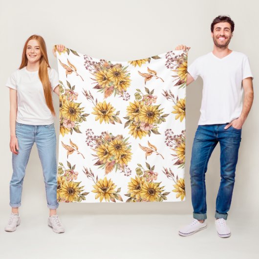 Couverture Polaire Fleurs de couleur aquarelle (En situation)