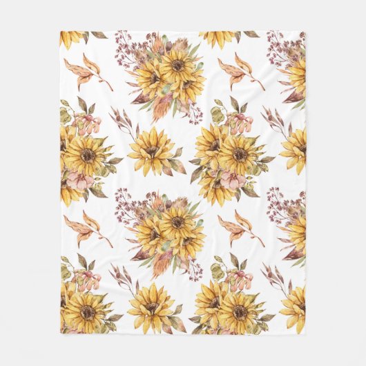 Couverture Polaire Fleurs de couleur aquarelle (Devant)