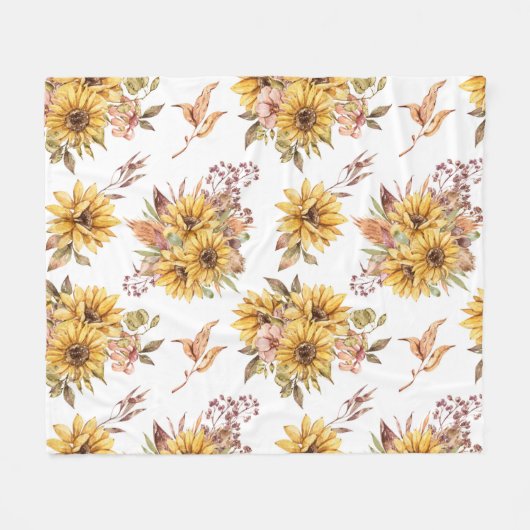 Couverture Polaire Fleurs de couleur aquarelle (Devant (Horizontal))