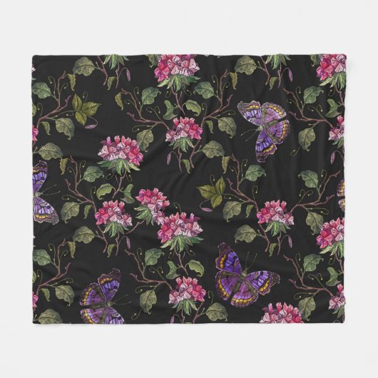 Couverture Polaire Fleurs de datura brodées : Art Botanique (Devant (Horizontal))