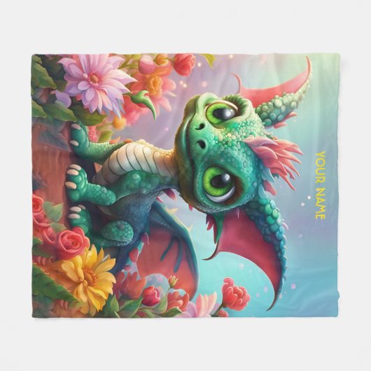 Couverture Polaire Fleurs de dragon Imaginaire mignonne bébé (Devant (Horizontal))