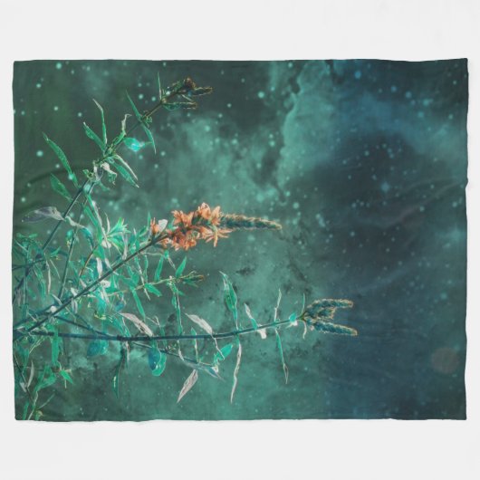 Couverture Polaire Fleurs de fées au clair de lune de jade (Devant (Horizontal))