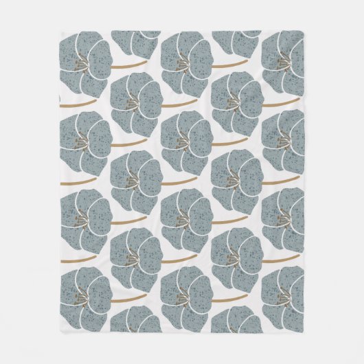 Couverture Polaire Fleurs de Géranium Bleu Motif romantique. (Devant)