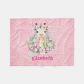 Couverture Polaire Fleurs de girafe Boho Nommées Filles, Cadeaux Ados (Devant (Horizontal))