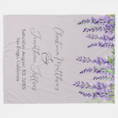 Couverture Polaire Fleurs de glycine violette sur Lavande Élégante (Devant (Horizontal))