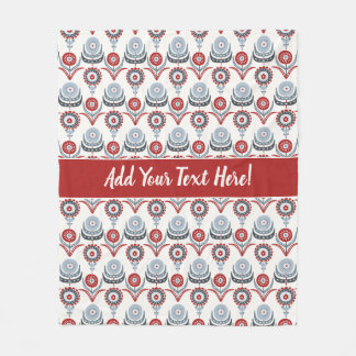 Couverture Polaire Fleurs de gris noir rouge nordique
