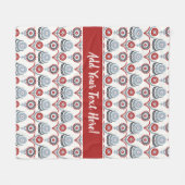 Couverture Polaire Fleurs de gris noir rouge nordique (Devant (Horizontal))