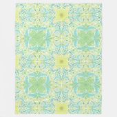 Couverture Polaire Fleurs de jardin rétro en vert et jaune (Devant)