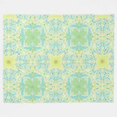 Couverture Polaire Fleurs de jardin rétro en vert et jaune (Devant (Horizontal))