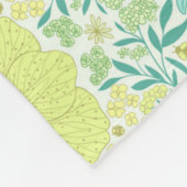 Couverture Polaire Fleurs de jardin rétro en vert et jaune (Coin)