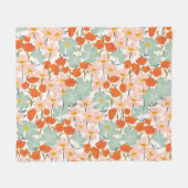 Couverture Polaire Fleurs de jardin : rose, orange sans soudure (Devant (Horizontal))