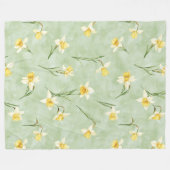 Couverture Polaire Fleurs de jonquilles jaune vert menthe (Devant (Horizontal))
