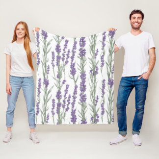 Couverture Polaire Fleurs de lavande à l'aquarelle