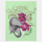 Couverture Polaire Fleurs de lotus henné éléphant (Devant)