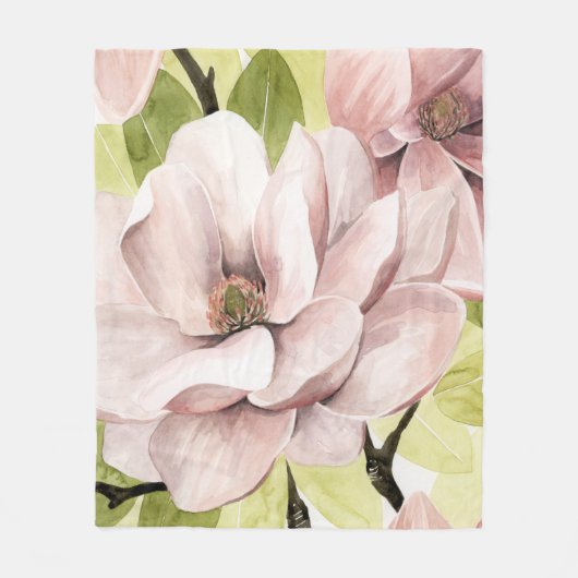 Couverture Polaire Fleurs de Magnolia (Devant)