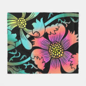 Couverture Polaire Fleurs de néon (Devant (Horizontal))
