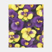 Couverture Polaire Fleurs de Pansy Jaune et Violet (Devant)