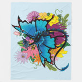 Couverture Polaire Fleurs de papillon bleu Dragon (Devant)