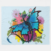 Couverture Polaire Fleurs de papillon bleu Dragon (Devant (Horizontal))
