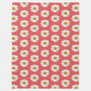 Couverture Polaire Fleurs de Pâquerette Rouges Blanches Élégantes Ann