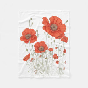 Couverture Polaire Fleurs de pavot orange