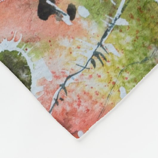 Couverture Polaire Fleurs de pavot rouge, aquarelle douce. (Coin)